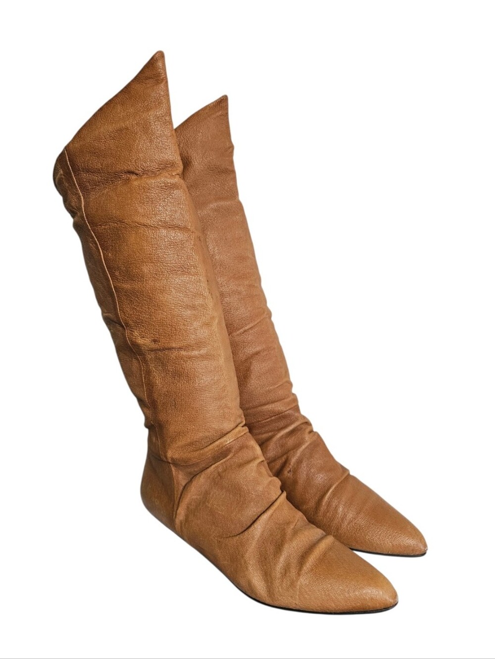 Knee High Slouchy Boots By Flings Vintage 80s Size 9.5M Brown